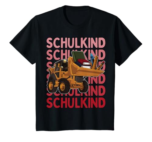 Kinder Schulkind Junge Cooler Bagger Baumaschinen Lader Einschulung T-Shirt von Einschulung Geschenk Outfits