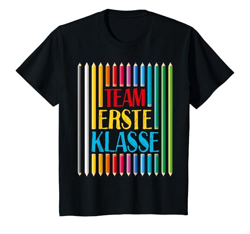 Kinder Einschulung TEAM 1.KLASSE Buntstifte Erster Schultag T-Shirt von Schulanfang Einschulungsgeschenke Jungen