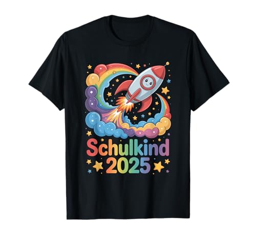 Schulkind 2025 Rakete Regenbogen Einschulung Kinder T-Shirt Schulkind 2025 Rakete Regenbogen Einschulung Kinder T-Shirt von Einschulung Kinder 2025