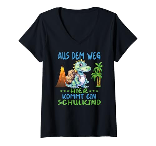 Damen 1. Klasse Einschulung Schulkind Schule Dinosaurier Jungs T-Shirt mit V-Ausschnitt Damen 1. Klasse Einschulung Schulkind Schule Dinosaurier Jungs T-Shirt mit V-Ausschnitt von Einschulung Kinder Kita Abschied Erstklässler