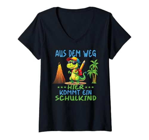 Damen 1. Klasse Einschulung Schulkind Schule Dinosaurier Jungs T-Shirt mit V-Ausschnitt Damen 1. Klasse Einschulung Schulkind Schule Dinosaurier Jungs T-Shirt mit V-Ausschnitt von Einschulung Kinder Kita Abschied Erstklässler