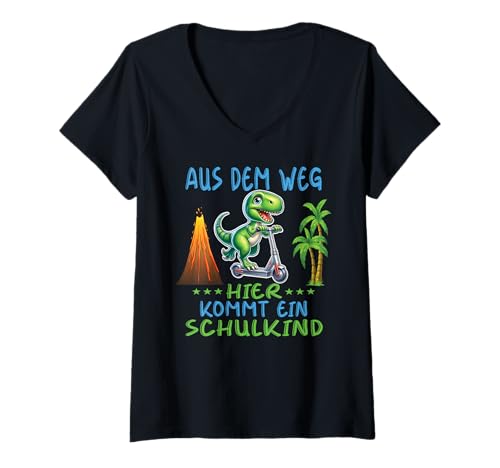 Damen 1. Klasse Einschulung Schulkind Schule Dinosaurier Jungs T-Shirt mit V-Ausschnitt Damen 1. Klasse Einschulung Schulkind Schule Dinosaurier Jungs T-Shirt mit V-Ausschnitt von Einschulung Kinder Kita Abschied Erstklässler