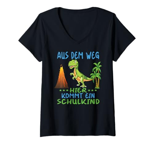 Damen 1. Klasse Einschulung Schulkind Schule Dinosaurier Jungs T-Shirt mit V-Ausschnitt Damen 1. Klasse Einschulung Schulkind Schule Dinosaurier Jungs T-Shirt mit V-Ausschnitt von Einschulung Kinder Kita Abschied Erstklässler
