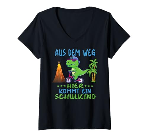 Damen 1. Klasse Einschulung Schulkind Schule Dinosaurier Jungs T-Shirt mit V-Ausschnitt Damen 1. Klasse Einschulung Schulkind Schule Dinosaurier Jungs T-Shirt mit V-Ausschnitt von Einschulung Kinder Kita Abschied Erstklässler
