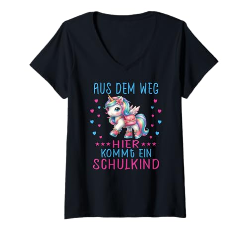 Damen 1. Klasse Einschulung Schulkind Schule Einhorn Mädchen T-Shirt mit V-Ausschnitt Damen 1. Klasse Einschulung Schulkind Schule Einhorn Mädchen T-Shirt mit V-Ausschnitt von Einschulung Kinder Kita Abschied Erstklässler