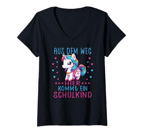 Damen 1. Klasse Einschulung Schulkind Schule Einhorn Mädchen T-Shirt mit V-Ausschnitt Damen 1. Klasse Einschulung Schulkind Schule Einhorn Mädchen T-Shirt mit V-Ausschnitt von Einschulung Kinder Kita Abschied Erstklässler