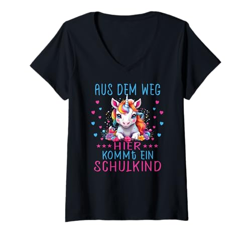 Damen 1. Klasse Einschulung Schulkind Schule Einhorn Mädchen T-Shirt mit V-Ausschnitt Damen 1. Klasse Einschulung Schulkind Schule Einhorn Mädchen T-Shirt mit V-Ausschnitt von Einschulung Kinder Kita Abschied Erstklässler
