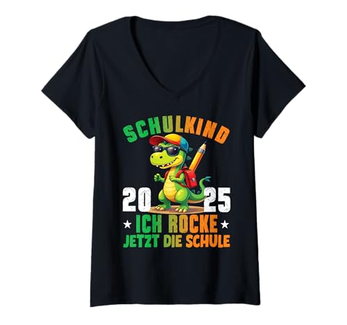 Damen 1. Klasse Einschulung Schultüte Schulkind Schule T-Rex Jungs T-Shirt mit V-Ausschnitt Damen 1. Klasse Einschulung Schultüte Schulkind Schule T-Rex Jungs T-Shirt mit V-Ausschnitt von Einschulung Kinder Kita Abschied Erstklässler