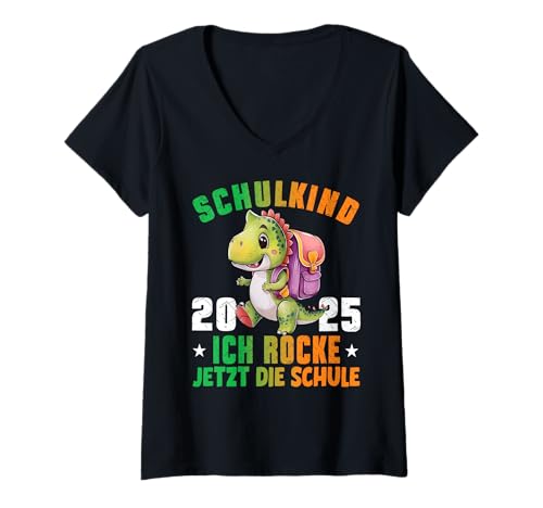 Damen 1. Klasse Einschulung Schultüte Schulkind Schule T-Rex Jungs T-Shirt mit V-Ausschnitt Damen 1. Klasse Einschulung Schultüte Schulkind Schule T-Rex Jungs T-Shirt mit V-Ausschnitt von Einschulung Kinder Kita Abschied Erstklässler