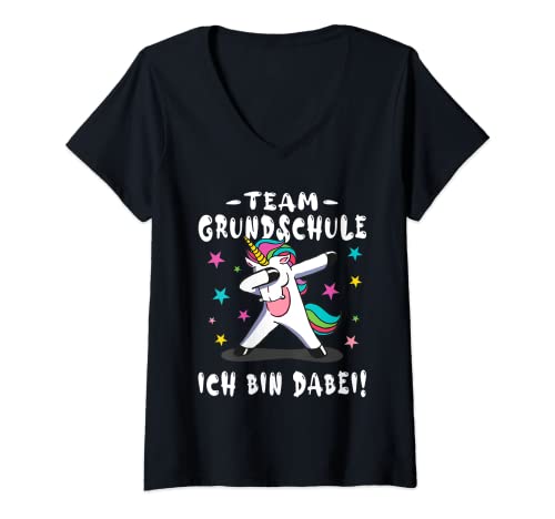 Damen Einschulung 2023 Team Grundschule Ich bin dabei Einhorn T-Shirt mit V-Ausschnitt Damen Einschulung 2023 Team Grundschule Ich bin dabei Einhorn T-Shirt mit V-Ausschnitt von Einschulung Outfit Schüler Schulkind Geschenk
