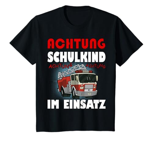 Schule Einschulung Geschenk Jungen Auto Feuerwehr Schulkind T-Shirt von Einschulung Outfits & Co.
