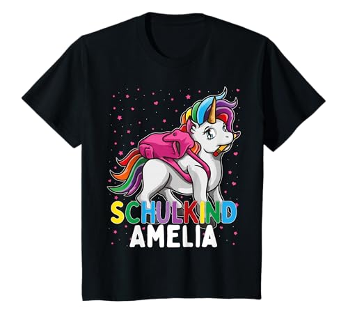 Schulkind Einhorn Amelia Einschulung Vornamen Mädchen T-Shirt Schulkind Einhorn Amelia Einschulung Vornamen Mädchen T-Shirt von Einschulung Personalisiert Amelia