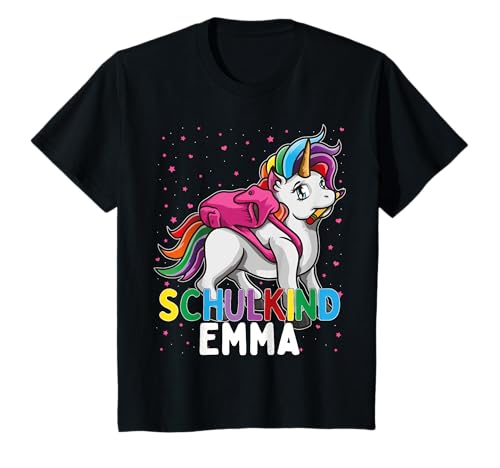 Schulkind Einhorn Emma Einschulung Mädchen Vornamen T-Shirt von Einschulung Personalisiert Emma