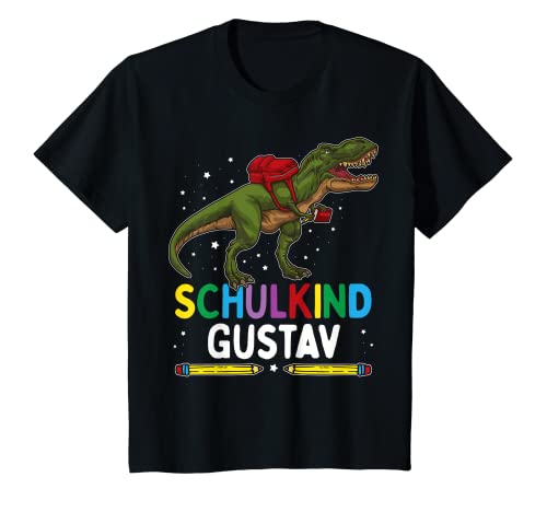 Kinder Schulkind Gustav Einschulung Dinosaurier Vornamen T-Shirt Kinder Schulkind Gustav Einschulung Dinosaurier Vornamen T-Shirt von Einschulung Personalisiert Gustav