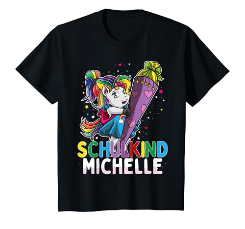 Kinder Schulkind Einhorn Michelle Schultüte Einschulung Mädchen T-Shirt Kinder Schulkind Einhorn Michelle Schultüte Einschulung Mädchen T-Shirt von Einschulung Personalisiert Michelle