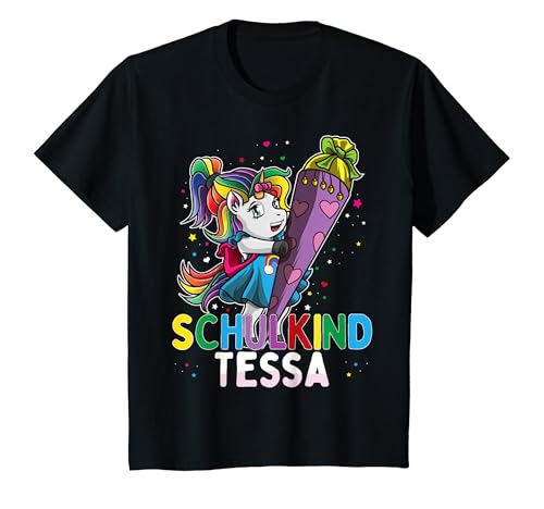 Kinder Schulkind Einhorn Tessa Schultüte Einschulung Mädchen T-Shirt Kinder Schulkind Einhorn Tessa Schultüte Einschulung Mädchen T-Shirt von Einschulung Personalisiert Tessa