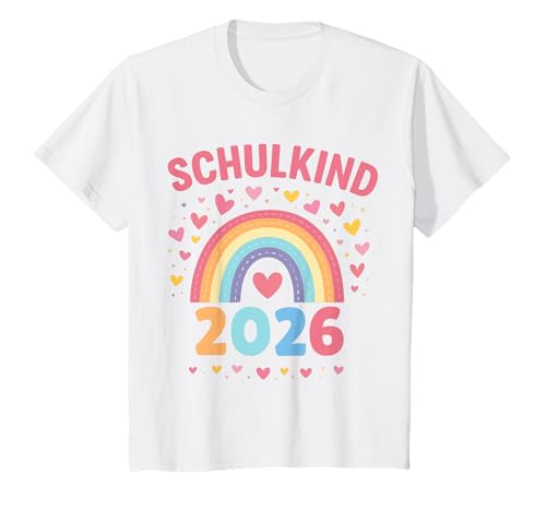 Kinder Schulkind 2026 Regenbogen Einschulung Einschulungsstart T-Shirt Kinder Schulkind 2026 Regenbogen Einschulung Einschulungsstart T-Shirt von Einschulung Regenbogen 2026 Deko Cool