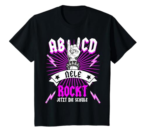 Kinder Nele rockt die Schule Einschulung Erstklässler Rocker T-Shirt Kinder Nele rockt die Schule Einschulung Erstklässler Rocker T-Shirt von Einschulung Rocker Musiker Erstklässler Design