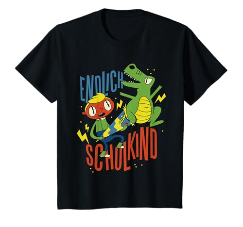 Kinder Witziges Motiv zur Einschulung: Dino mit Schultüte T-Shirt von Einschulung Schulanfänger Schulbeginn Erste Klasse