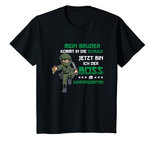Kinder Mein Bruder geht zur Schule Kindergarten Ninja T-Shirt von Einschulung Schulanfang 2023 Geschwisterkind Junge