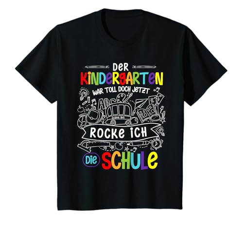 Kinder Kindergarten War Toll Jetzt Rocke Ich Die Schule Einschulung T-Shirt von Einschulung Schule Rockt Geschenkidee Schulkind