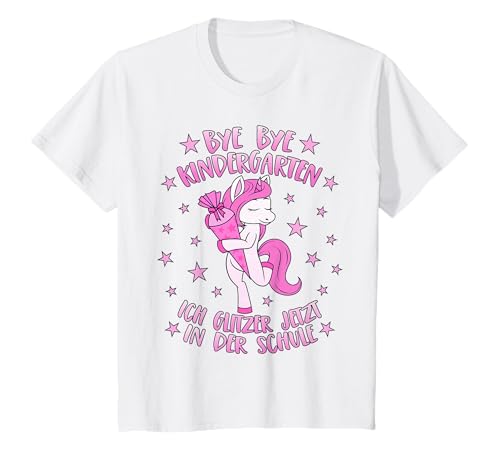 Einschulung 2025 Mädchen Einhorn Schule Bye Bye Kindergarten T-Shirt von Schulkind 2025 - Kindergarten Abschied Geschenk