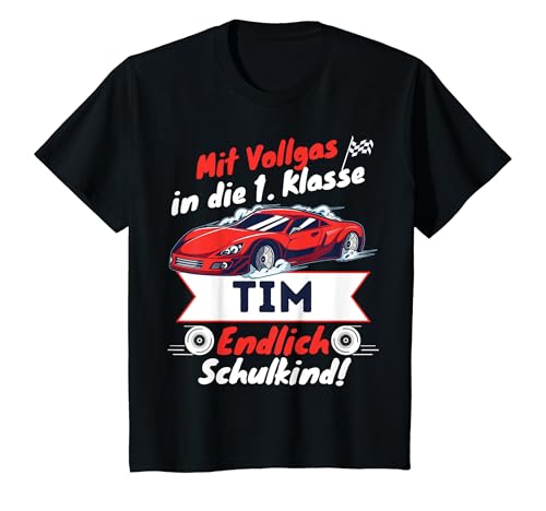 Kinder Endlich Schulkind Tim Personalisiertes Schulanfang 2024 T-Shirt von Einschulung jetzt 1. Klasse Jungen Shirt mit Namen