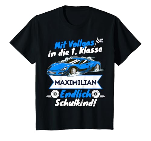 Kinder Personalisiertes Schulanfang 2024 Maximilian Schulstart T-Shirt von Einschulung jetzt 1. Klasse Jungen Shirt mit Namen