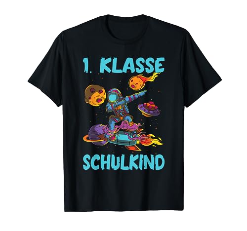 1 Klasse Schulstart Jungen Astronaut Schulanfang Einschulung T-Shirt von Einschulung und Schulanfang Geschenk Schulkind