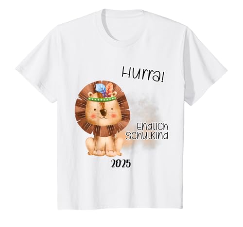 Kinder Endlich Schulkind 2025 Löwe Einschulung 2025 Schulanfang T-Shirt von Einschulung & Schulkind Geschenke