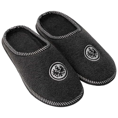 Eintracht Frankfurt Pantoffeln dunkelgrau - Logo - Hausschuhe Filzpantoffel SGE - Diverse Größen Größe 36/37 von Eintracht Frankfurt