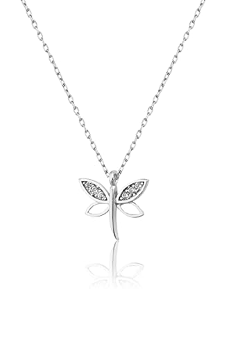 Einzelstück® Dragonfly Halskette Libelle Schmetterling Anhänger | 925 Sterling Silber Schmuck (Dragonfly Halskette Silber) von Einzelstück