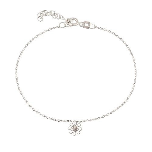 Einzelstück® Fußkette Daisy mit Gänseblümchen I 925 Sterling Silber I Antiallergen & Nickelfrei (Daisy Fußkette Silber) von Einzelstück