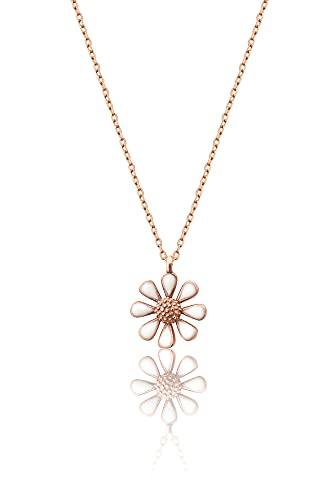 Einzelstück® Halskette Daisy mit Gänseblümchen Anhänger I 925 Sterling Silber vergoldet I Antiallergen & Nickelfrei (Daisy Halskette Rosegold) von Einzelstück