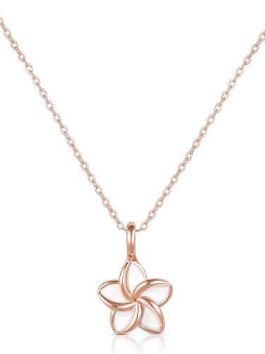 Einzelstück® Halskette Frangipani mit Monoi Anhänger I 925 Sterling Silber vergoldet I Antiallergen & Nickelfrei (Rosegold) von Einzelstück