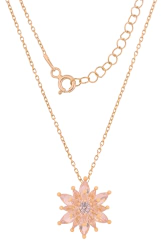 Einzelstück® Halskette Pure Lotus Anhänger I 925 Sterling Silber mit 14 Roségold vergoldet I Silberkette mit Zirkonia Steinen von Einzelstück