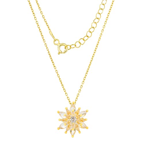 Einzelstück® Halskette Pure Lotus Anhänger I 925 Sterling Silber mit 14K Gold vergoldet I Silberkette mit Zirkonia Steinen (Gold) von Einzelstück