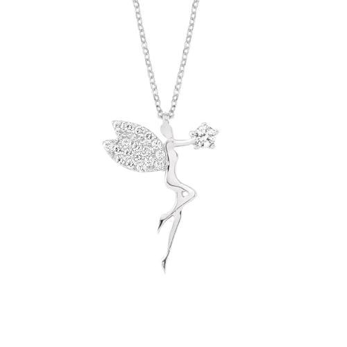 Einzelstück® Halskette mit Fee Anhänger 925 Sterling Silber Damen Kette Elfe Schmuck Geschenk Mädchen (Fairy Silver) von Einzelstück