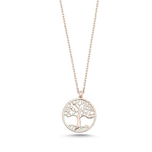 Einzelstück® Halskette mit Lebensbaum Anhänger I 925 Sterling Silber mit 14K Roségold vergoldet I Silberkette Aoratos Tree of Life I Antiallergen & Nickelfrei von Einzelstück