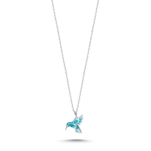 Einzelstück® Halskette mit Vogel Anhänger I aus 925 Sterling Silber I Silberkette mit Handmalerei I Karpaz Bird I Antiallergen & Nickelfrei von Einzelstück