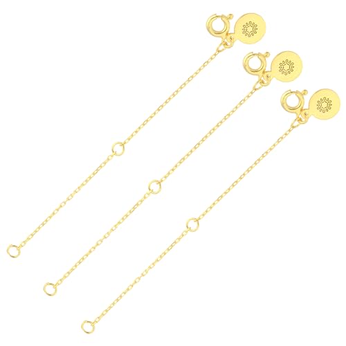 Einzelstück® Halskettenverlängerung I Verlängerungkette I 925 Sterling Silber I Silber Ketten Verlängerung I Länge 7 cm I Handgefertigtes Unikat mit dekorativem Anhänger (3 Set Gold) von Einzelstück