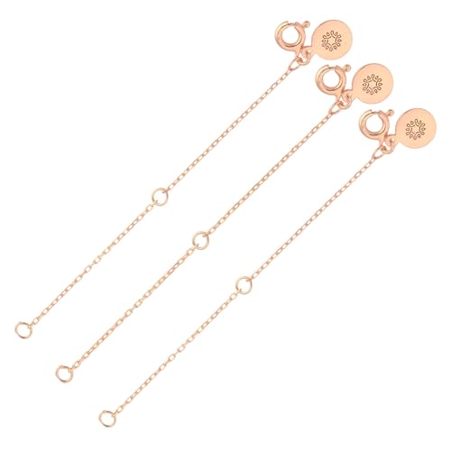 Einzelstück® Halskettenverlängerung I Verlängerungkette I 925 Sterling Silber I Silber Ketten Verlängerung I Länge 7 cm I Handgefertigtes Unikat mit dekorativem Anhänger (3 Set Rosegold) von Einzelstück