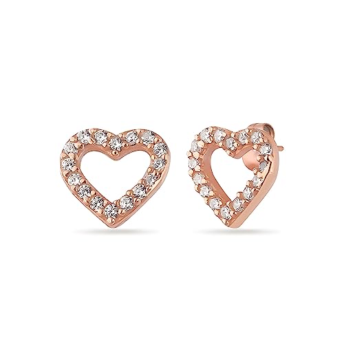 Einzelstück® Herz Ohrringe Silber 925 I Ohrstecker Gold; Rosegold Zirkonia I Echtschmuck I Damen Mädchen Geschenk (Lovely Ohrstecker Rosegold) von Einzelstück