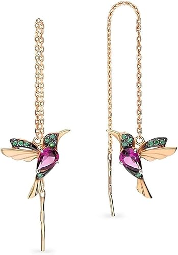 Einzelstück® Kolibri Ohrringe I 925 Sterling Silber Ohrhänger mit Hummingbird Design I 14K Gold, Rosegold Creolen I Zirkonia Steine I Allergikerfreundlich (Kolibri Ohrhänger Rosegold) von Einzelstück