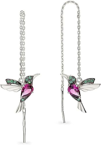 Einzelstück® Kolibri Ohrringe I 925 Sterling Silber Ohrhänger mit Hummingbird Design I 14K Gold, Rosegold Creolen I Zirkonia Steine I Allergikerfreundlich (Kolibri Ohrhänger Silber) von Einzelstück