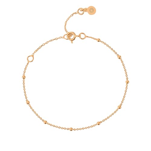 Einzelstück® Kugelarmband 925 Sterling Silber 14k Roségold I Armband mit Kugeln vergoldet I Planetkette I Silberarmband Handmade Echtschmuck I Damenarmband I Armkette (Harmony Armband Roségold) von Einzelstück