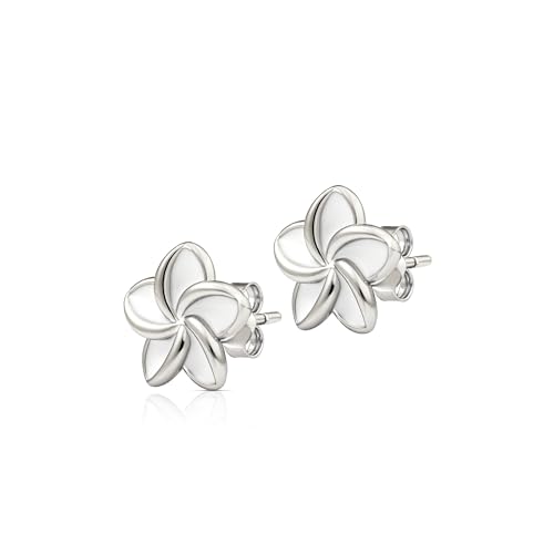Einzelstück® Ohrringe Frangipani mit Monoi Blume I Ohrstecker 925 Sterling Silber 14K vergoldet I Silber, Gold & Rosegold I (Silver) von Einzelstück