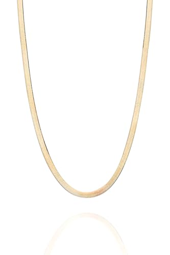 Einzelstück® Schlangenkette flache Halskette 925 Silber I 14K Gold I Roségold I Echtschmuck Damenhalskette I klassische Silberkette (Italian Collier) (Schlangenkette 45cm Rosegold) von Einzelstück