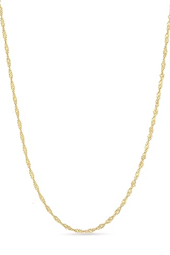 Einzelstück® Singapurkette 925 Silber 45-50 cm I Silberkette gedreht in 14K vergoldet I minimalistische Kette Damen ohne Anhänger (Memory Kette Gold) von Einzelstück
