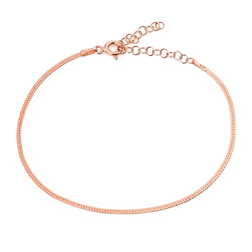 Einzelstück® Schlangenarmband Silber 925 Armband I verstellbare Armkette 18K Rosegold I Echtschmuck I Gliederarmband Damen Mädchen Schlangen Kette (Minimalist Rosegold Armband) von Einzelstück